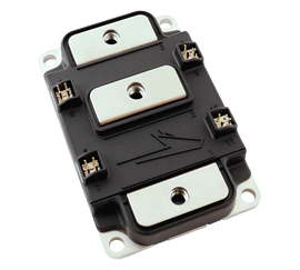 Product shot of Wolfspeed's XM3 Half-bridge SiC power module package