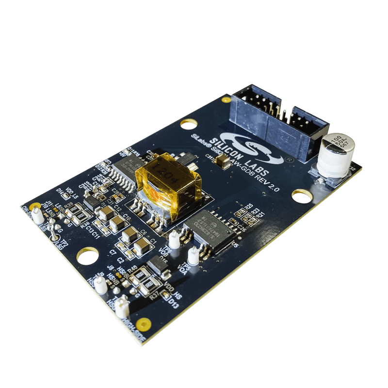 Product shot of the Silicon Labs Si823Hx Half Bridge Gate Driver Board