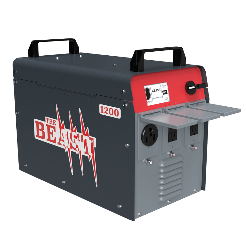 Side-facing product shot of the Telcodium 5kW portable power station"