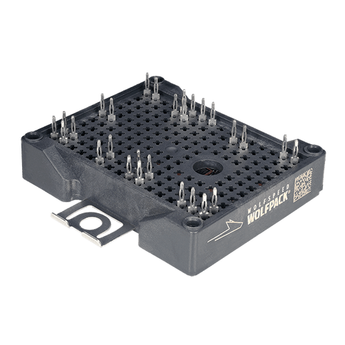 Product photo of the the Wolfspeed WolfPACK™ Silicon Carbide Power Module with a high current pin
