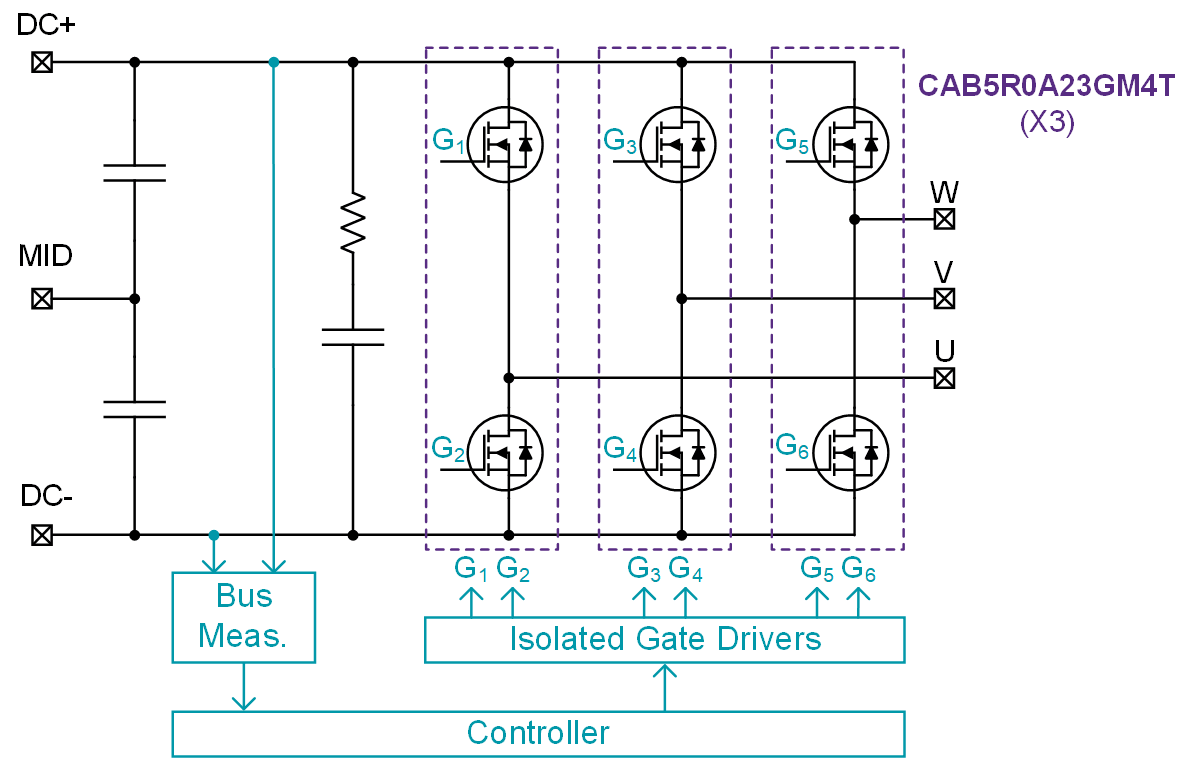 Circuit block diagram of Wolfspeed Reference Design CRD200DA23N-GMA