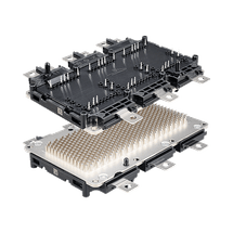 Front & bottom view of the Wolfspeed YM3 silicon carbide power module.