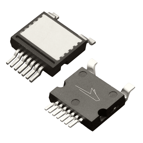 Composite image of the top & bottom of Wolfspeed's Discrete Silicon Carbide (SiC) MOSFET in a TSC (U2) package.