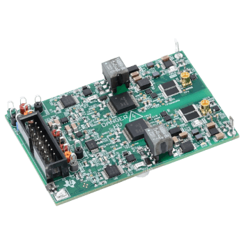 Angled product photography of Texas Instruments UCC2189X5Y gate driver board.